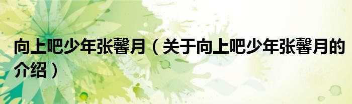 向上吧少年张馨月 向上吧少年张馨月