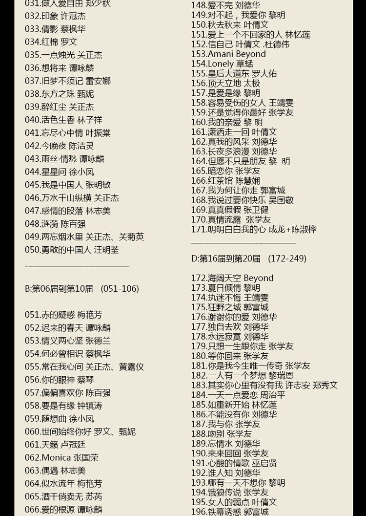 劲歌金曲3有哪些歌 劲歌金曲3有哪些歌