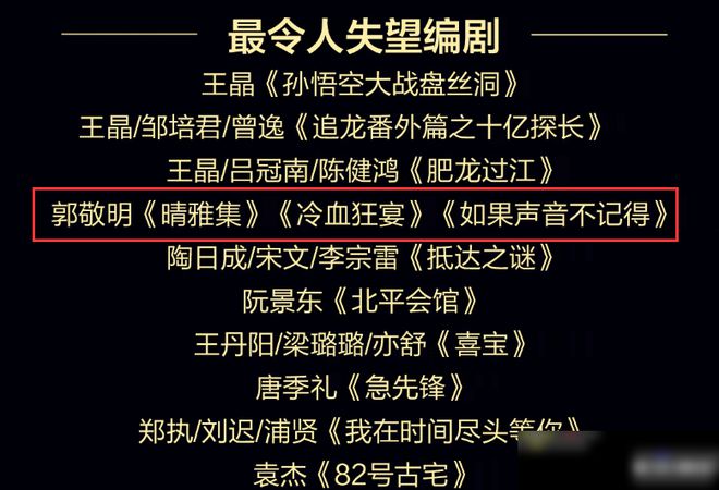 金扫帚奖提名名单
