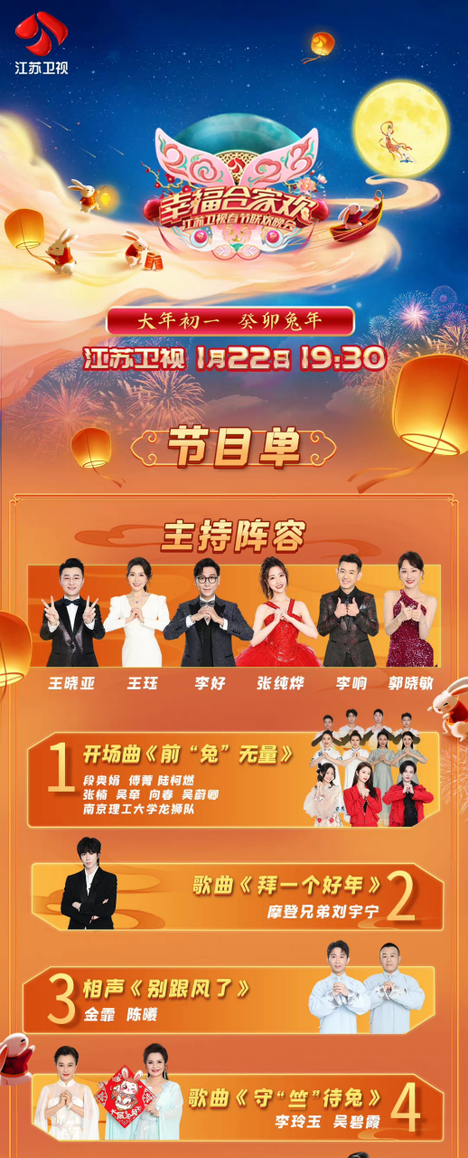 江苏卫视2023年晚会节目单表